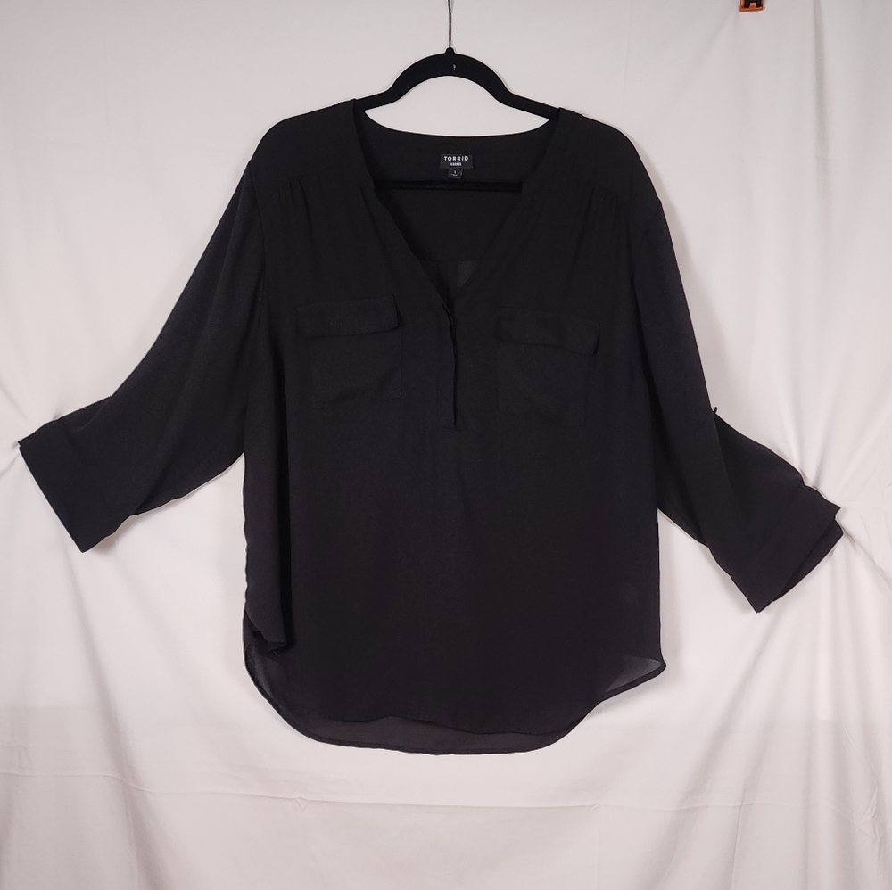Torrid Black V-Neck Blouse